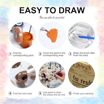 6 Pack Paint by Numbers Kit for Adults Beginner Funny Animals, 10x14 Inch - Image 5