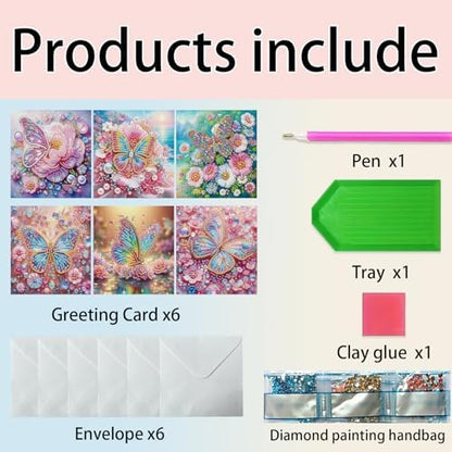 MaiYiYi 6 Pack DIY Butterfly Diamond Art Greeting Cards Kit - Image 6