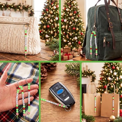 Landical 564 Pcs Christmas Peppermint Keychain Making Kit Name Bead Craft - Image 7