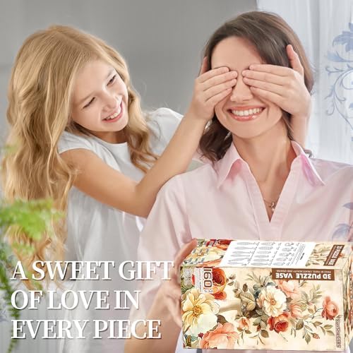 3D Puzzles Vase for Adults, Crafts for Adults, 160 Pieces Plastic DIY Unique Flower Vase with LED Light, House Warming Gift Birthday Gifts for Flower Arrangements and Home Decor for Mom(Sea and House) - Image 7