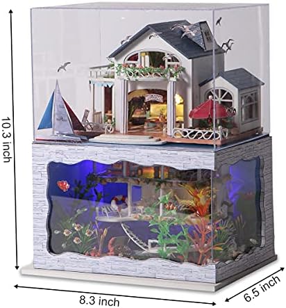 GuDoQi DIY Miniature Dollhouse Kit, Tiny House kit with Furniture and Dust Proof, Miniature House Kit 1:24 Scale Beachside Bungalow, Great Handmade Crafts Gift for Birthday Christmas Day - Image 6