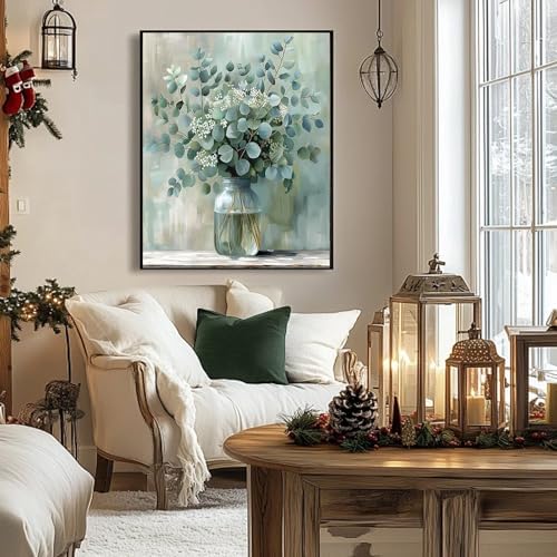 Eucalyptus Flowers Paint by Number Framed with Wooden Easel 12x16inch - Image 4