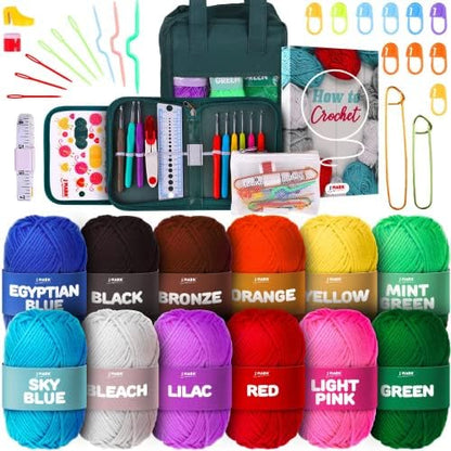 J MARK Acrylic Crochet Kit for Beginners – Premium Crochet Starter Kit for Adults Bundle by JMark