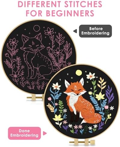 TINDTOP Embroidery Kit for Beginners Adult, Fox Embroidery Kit - Image 3