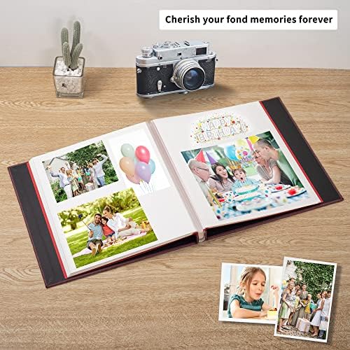 Large Photo Album Self Adhesive 4x6 8x10 10x12 13"x12.8" Magnetic Scrapbook Album 12.6"x11" Inch 60 Sticky Pages Linen Cover DIY Photo Album with A Metallic Pen and DIY Stickers(Purple) - Image 2