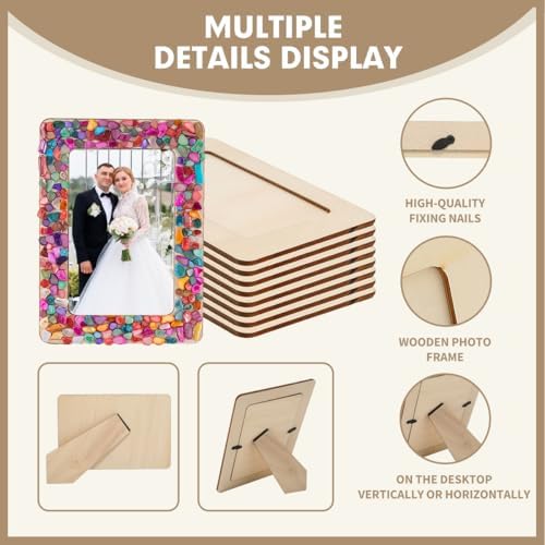 8 Packs DIY Mosaic Frame Craft Kit for 4*6 Photo,Wooden Picture Frames Kit - Image 4