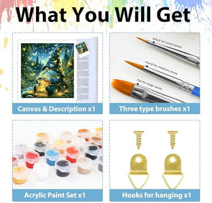 Gnome Paint by Numbers Kit for Adults, Adult Paint by Number Kits 16x16 in - Image 6