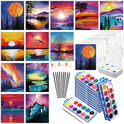 Ctosree 12 Sets Pre Drawn Canvas Kit for Painting,Natural Scenery,8 x 10 in by Ctosree