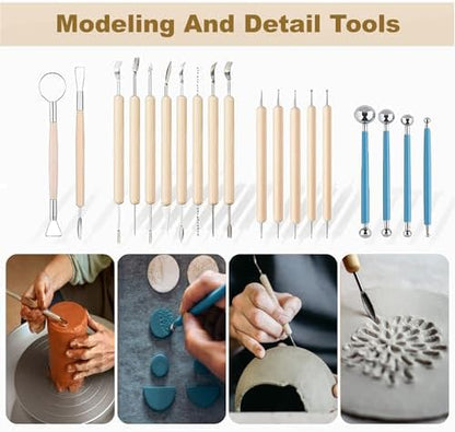 CeeVian Pottery Sculpting Tools Set 40PCS Clay Carving Tools - Image 5