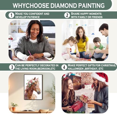 sdfkmlcdl Western Cowgirl Diamond Art Kits for Adults, Aesthetic Coquette Floral Pink Boots Horse Full Drill Diamond Painting Kits for Adults Beginners 4 Pack, 12x16 Inch - Image 7