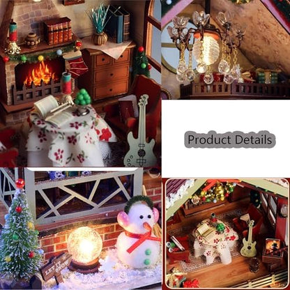 DIY Miniature House Kit, Mini House Building Kit, DIY Book Nook Kit, Tiny Model House for Adults to Build, Beginner 3D Wooden Book Nook, for Family Friends (Christmas House) - Image 3