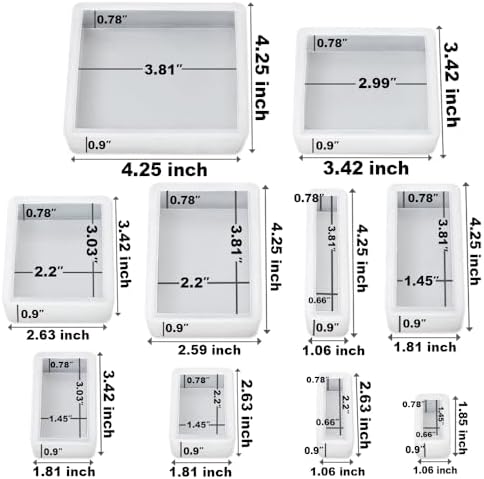 RESINWORLD Upgraded 10 Sizes Epoxy Resin Molds Silicone Kit, Square Rectangle Silicone Molds for Resin, Soap, Candles, Specimen, Dried Flower - Image 2