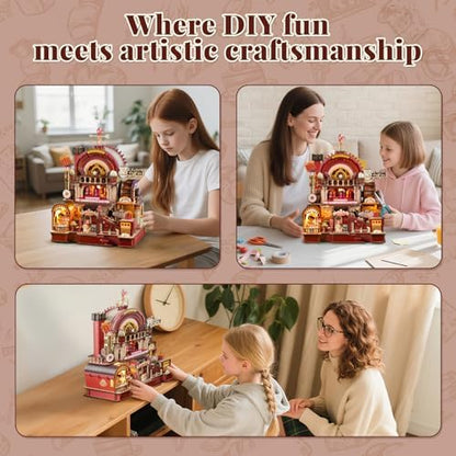 DIY 3D Wooden Puzzles for Adults,Dessert Atelier Electrically Powered – Movable Dessert & Coffee Lines Dollhouse Kit with LED Arts and Crafts for Home Decor Creative Gift for Boys Girls - Image 5
