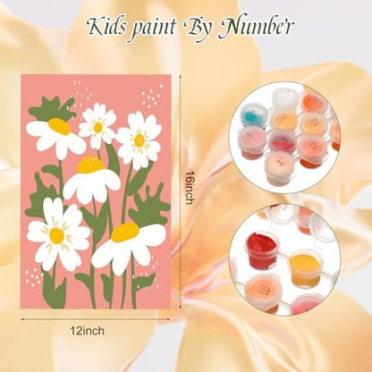 Gueevin 10 Pack Paint by Numbers Kit for Adults Flowers Paint by Number DIY Acrylic Painting Canvas Without Frame, Brushes Simple Oil Painting for Home Wall Decor Gifts 12 x 16 Inch(Flower Style) - Image 2
