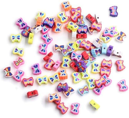 100 Pcs Butterfly Polymer Clay Beads Mixed Heishi Spacer Beads Supplies for DIY Bracelet Earring Necklace Jewelry Making by PEVOGON