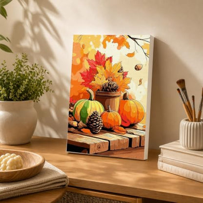 Spandrel Pumpkin Framed Paint by Numbers Kit for Adult, Halloween Adult Paint by Number Kits on Canvas, DIY Acrylic Oil Easy Autumn Painting by Numbers Fall for Home Wall Decor, 8x12in - Image 4