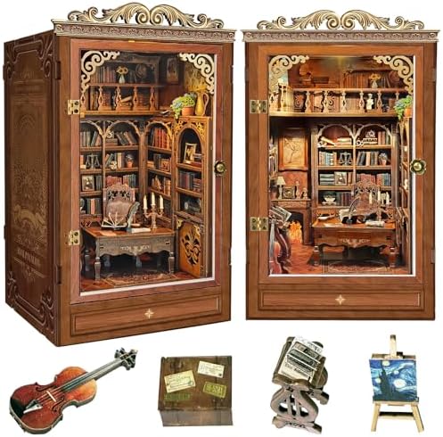Spilay DIY Dollhouse Booknook Kit,DIY Bookshelf kit,with LED Light for Bookends Model Build kit,Handmade Crafts Gifts for Birthday Valentine's Day.(TIME Book House) by SpilayDIYDollhouseMiniature