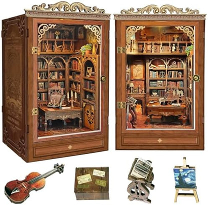 Spilay DIY Dollhouse Booknook Kit,DIY Bookshelf kit,with LED Light for Bookends Model Build kit,Handmade Crafts Gifts for Birthday Valentine's Day.(TIME Book House) by SpilayDIYDollhouseMiniature