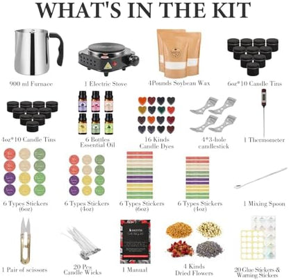 SAEUYVB Candle Making Kit, Candle Making Kit for Adults - DIY Starter Soy Candle Making Supplies-Including Soy Wax,Electric Stove,Melting Pot,Candle Wicks,Rich Scents,Stickers,Etc - Image 2