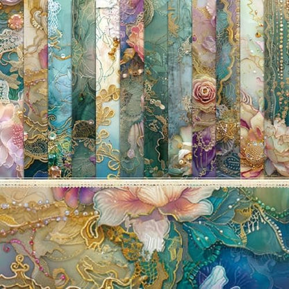 24 Sheets Lace Floral Pattern Paper, 6" x 6" Scrapbooking Supplies Paper Decorative Craft Paper for DIY Card Making Photo Album Junk Journal Décor by sorkwo