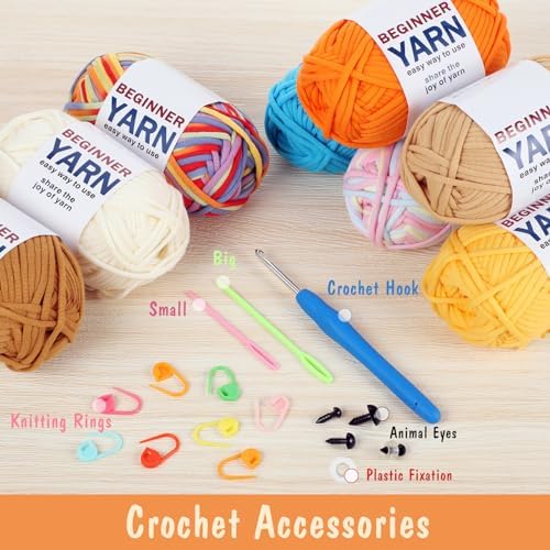8x50g Cotton Yarn for Crocheting, Multicolor Beginners Crocheting Kit Gifts - Image 5
