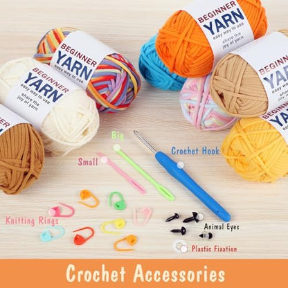 8x50g Cotton Yarn for Crocheting, Multicolor Beginners Crocheting Kit Gifts - Image 5