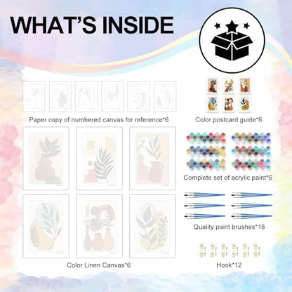 6 Pack Paint by Numbers Kit for Adults Beginner Easy Plants, 8x12 Inch - Image 4