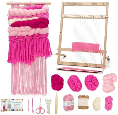 Weaving Loom for Beginners and 1 Set of Weaving Works Complete Yarn Kit with Detailed Friendly Instructions, Parents and Children in The Holiday Experience Weaving Brings Fun Pink by Unknown