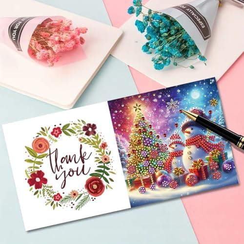 Christmas DIY Diamond Greeting Cards Set, 5D DIY Diamond Art Painting Christmas Style Greeting Card, DIY Christmas Card Making Kits for Family Friends Handmade Gift-#15-Christmas - Image 5