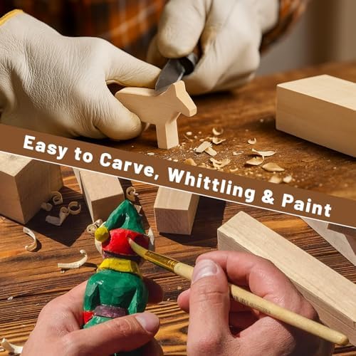 27 Pcs Basswood Carving Blocks, Whittling Wood Carving Kit with 3 Different Sizes and Pattern Sticker, Soft Unfinished Wooden Blocks for Crafts Beginners Kids Adults - Image 4