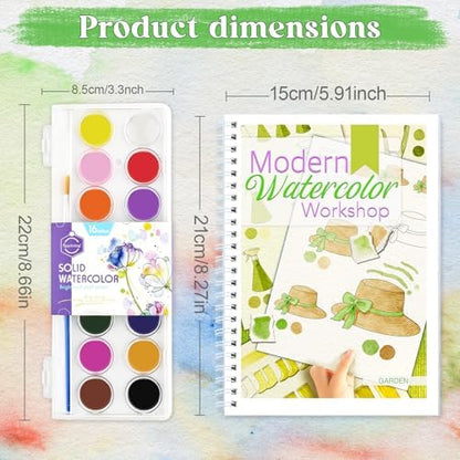 Beginners Watercolor Workbook for Adults, Step-by-Step Coloring Book Set - Image 6