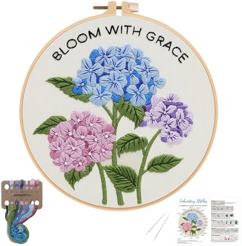 Nuberlic Hydrangea Embroidery Kits for Beginner Adults by Nuberlic