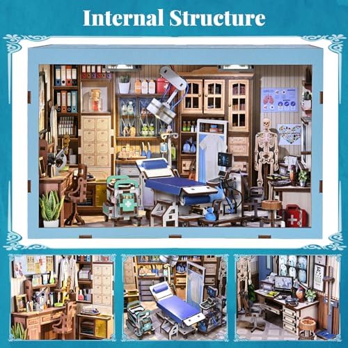 fifijoy Book Nook Kit - DIY Scene Miniature Kit, 3D Puzzle Miniature Dollhouse Booknook Kit, Bookshelf Insert Shelf Gifts for Book Lovers (Doctor's Office) - Image 3