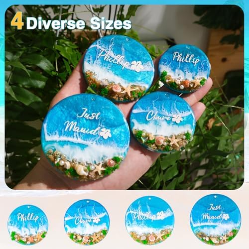 LET’S Resin 21-Cavities Keychain Resin Molds with Hole, 4 Sizes 2.95'' 2.76'' 2.36'' 1.97'' Flat Circle Round Silicone Molds for Resin, Epoxy Resin Molds for DIY Christmas Ornaments,Wedding Favor - Image 3