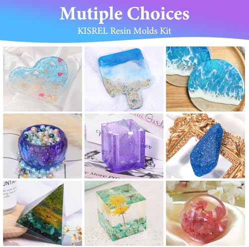 KISREL Resin Molds Kit 12PCS, Epoxy Resin Silicone Molds, Resin Mold - Image 5