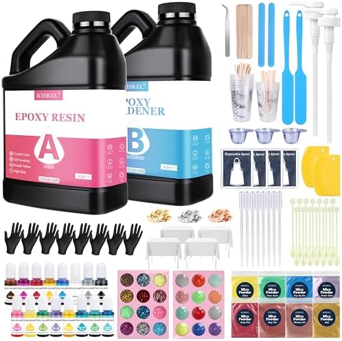 KISREL Epoxy Resin Kit 1 Gallon, Crystal Clear No Bubble Resin with Pigment by KISREL