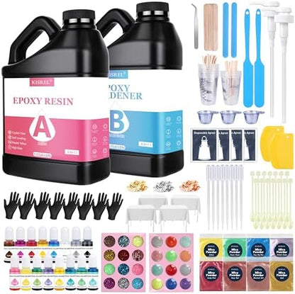 KISREL Epoxy Resin Kit 1 Gallon, Crystal Clear No Bubble Resin with Pigment by KISREL