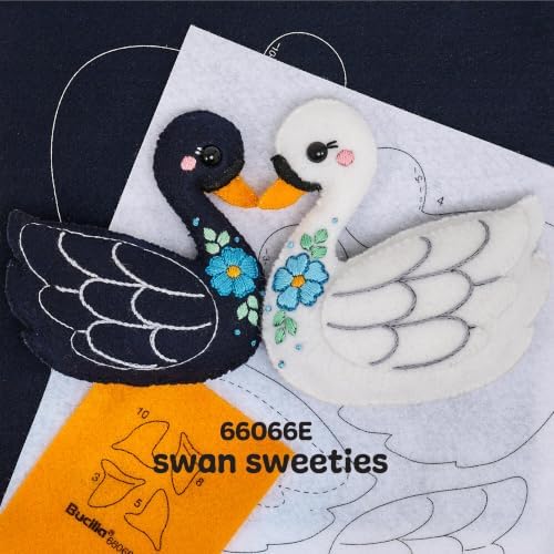 Bucilla, Felties Perfect Pairs Felt Embroidery Craft Kit, for DIY Arts and Crafts Projects, Swan Sweeties, Set of 2 - Image 3