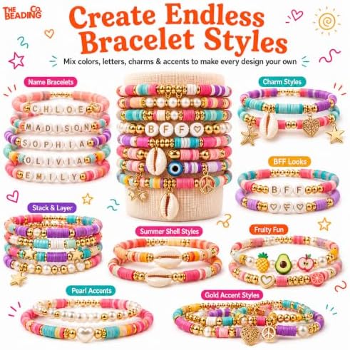 23000+ Clay Beads Bracelet Making Kit for Girls-120 Colors 6 boxes, Polymer Heishi Beads for Jewelry Making Kit, Charms for Bracelets,Bead Board Arts and Crafts Gifts for kids Fun Crafts for adults - Image 5