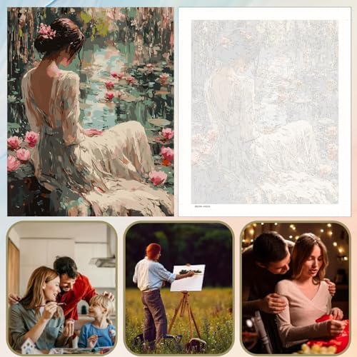 5DDIYART Lotus Woman Paint by Numbers for Adults Beginner, Paint by Number Kits on Canvas, Easy Acrylic Painting Home Wall Decor 16x20 inch - Image 6