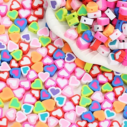 100pcs Contrast Color Love Heart Polymer Clay Beads for Women Jewelry Making DIY Bracelet Necklace Hair Clip Accessories (Mixed Heart) - Image 2