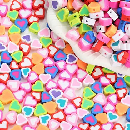100pcs Contrast Color Love Heart Polymer Clay Beads for Women Jewelry Making DIY Bracelet Necklace Hair Clip Accessories (Mixed Heart) - Image 2
