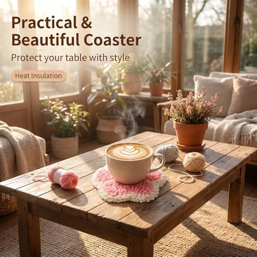 Avtytsda 6PCS Punch Needle Coaster Kit,Easy Punch Needle DIY Embroidery Set with Tools, Yarns, Hoop, Instructions Easy for Beginners, Kids, Adults, Handmade Gift and Decoration (Cat's paw) - Image 4