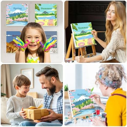 Lxmsja 4 Pack Nature’s Seasonal Grace Paint by Numbers Kit for Adults, Easy Framed Paint by Numbers for Adults Beginner, DIY Acrylic Oil Painting Craft Kits for Home Wall Decor 8x8 inch - Image 5