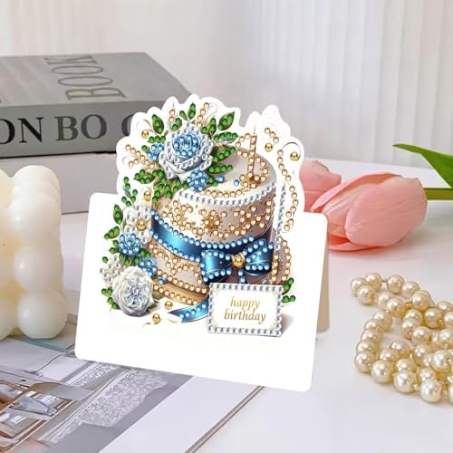 C'eitura Diamond Art Painting Birthday Cards 6 Pack, DIY Floral Gift Box Rose Champagne Crystal Rhinestone Greeting Cards, Handmade Craft Gift Adults Beginners - Image 7