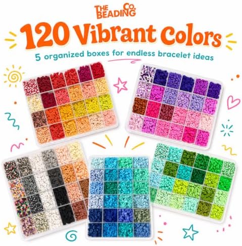 23000+ Clay Beads Bracelet Making Kit for Girls-120 Colors 6 boxes, Polymer Heishi Beads for Jewelry Making Kit, Charms for Bracelets,Bead Board Arts and Crafts Gifts for kids Fun Crafts for adults - Image 3