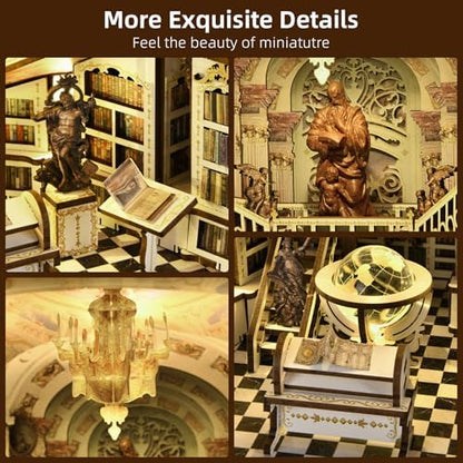 DIY Book Nook Kit, Library of Gods Max Miniature Dollhouse Kit with LED - Image 4