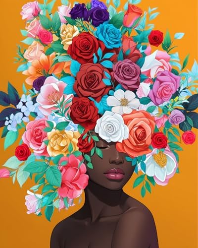 ldazao Paint By Numbers Kit for Adults Flower Color Adult Paint By Number Kits Girl Paint and Sip Kit Canvas Oil Painting Kit DIY Crafts for Women Gift 16x20 Inch Flameless by ldazao