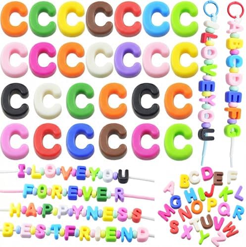 Large Letter Beads 26 Pcs 20mm 3D Paracord Beads Acrylic Colorful Bubble Big Alphabet Bead 6mm Large Hole Chunky Letter Bead for Keychains Purse Bag Charm Kit Backpack (26, Large Letter Beads C) by KJMLDIY