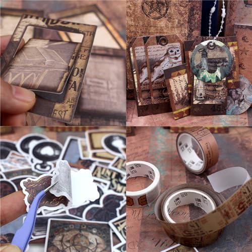 Diuhofart Scrapbooking Supplies Kit, Vintage Magic Scrapbook Kit for Bullet Junk Journal, Stationery, A6 Line Notebook, DIY Journaling Supplies, Birthday Craft Gift for Adults Women - Image 3